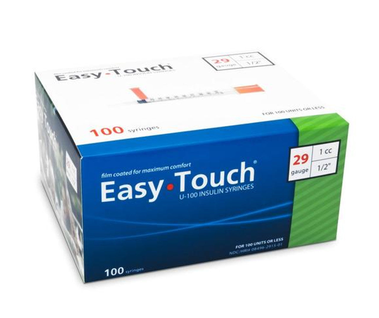 EasyTouch® U-100 Insulin Syringes, 1cc, 29G x ½"