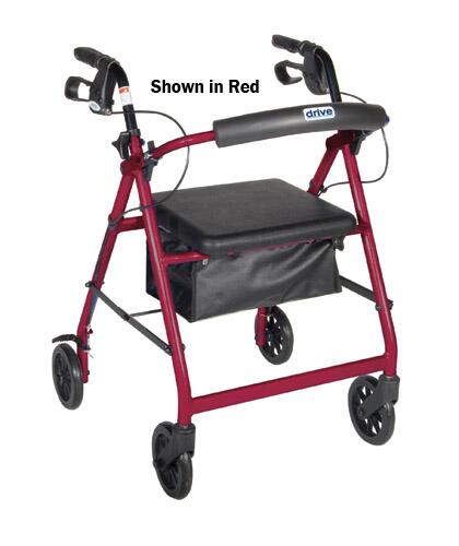 Rollator 4-Wheel with Pouch & Padded Seat  Black - Drive