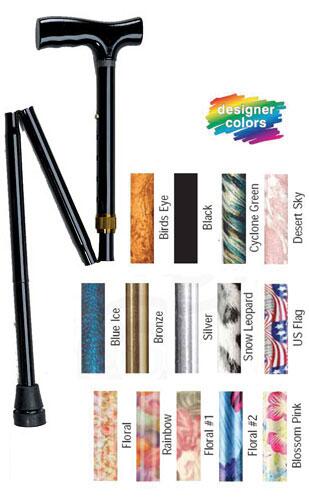 Folding Cane Pistol Grip Adj. Paisley Black 32 -37
