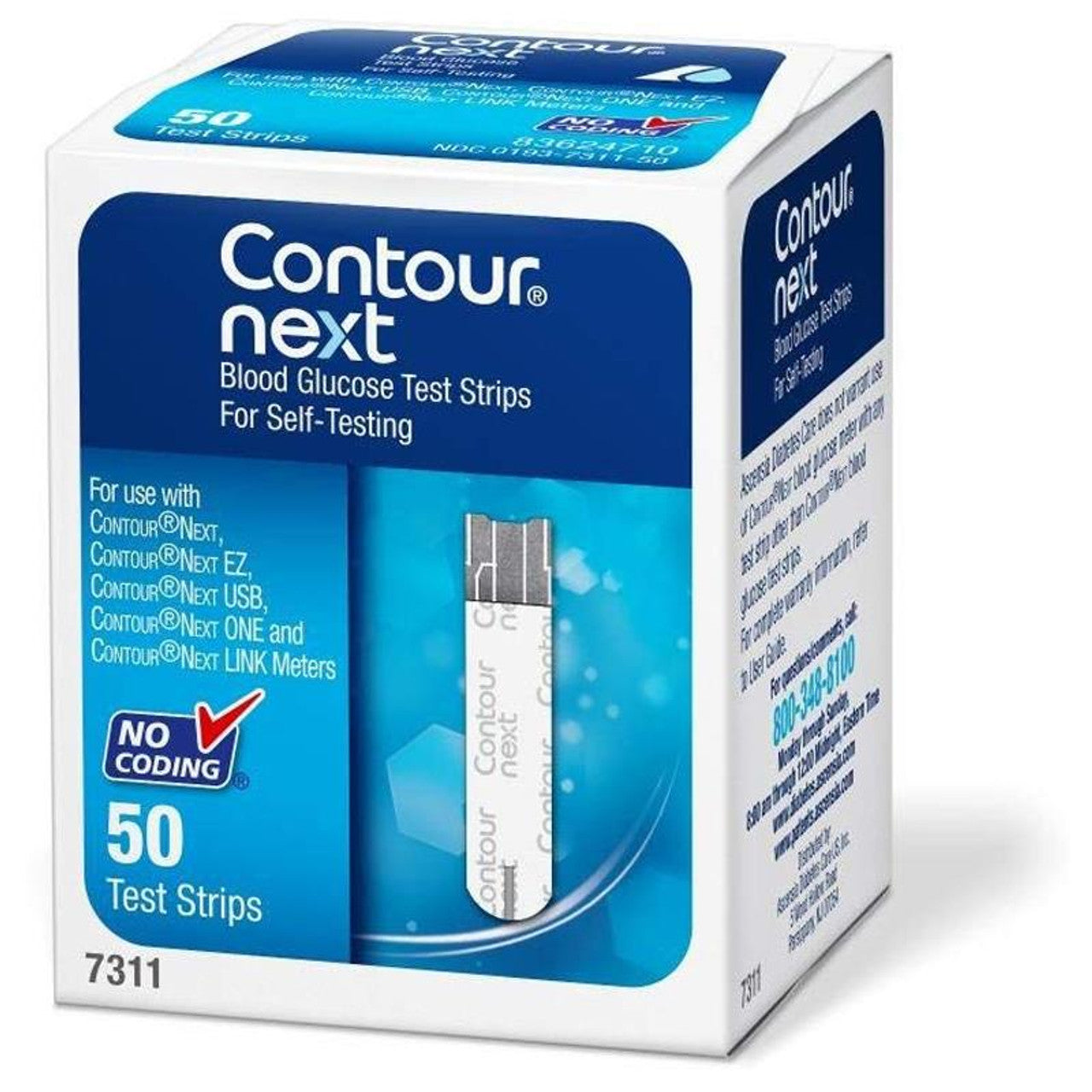 CONTOUR® NEXT Blood Glucose Test Strips, Medicare, Yellow, 50ct (A4253)