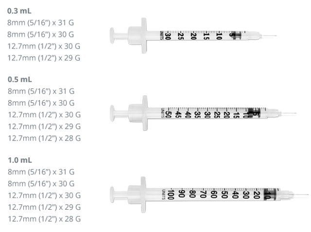 UltiCare® Insulin Syringe, 1cc, 30G x ½" (S8490)