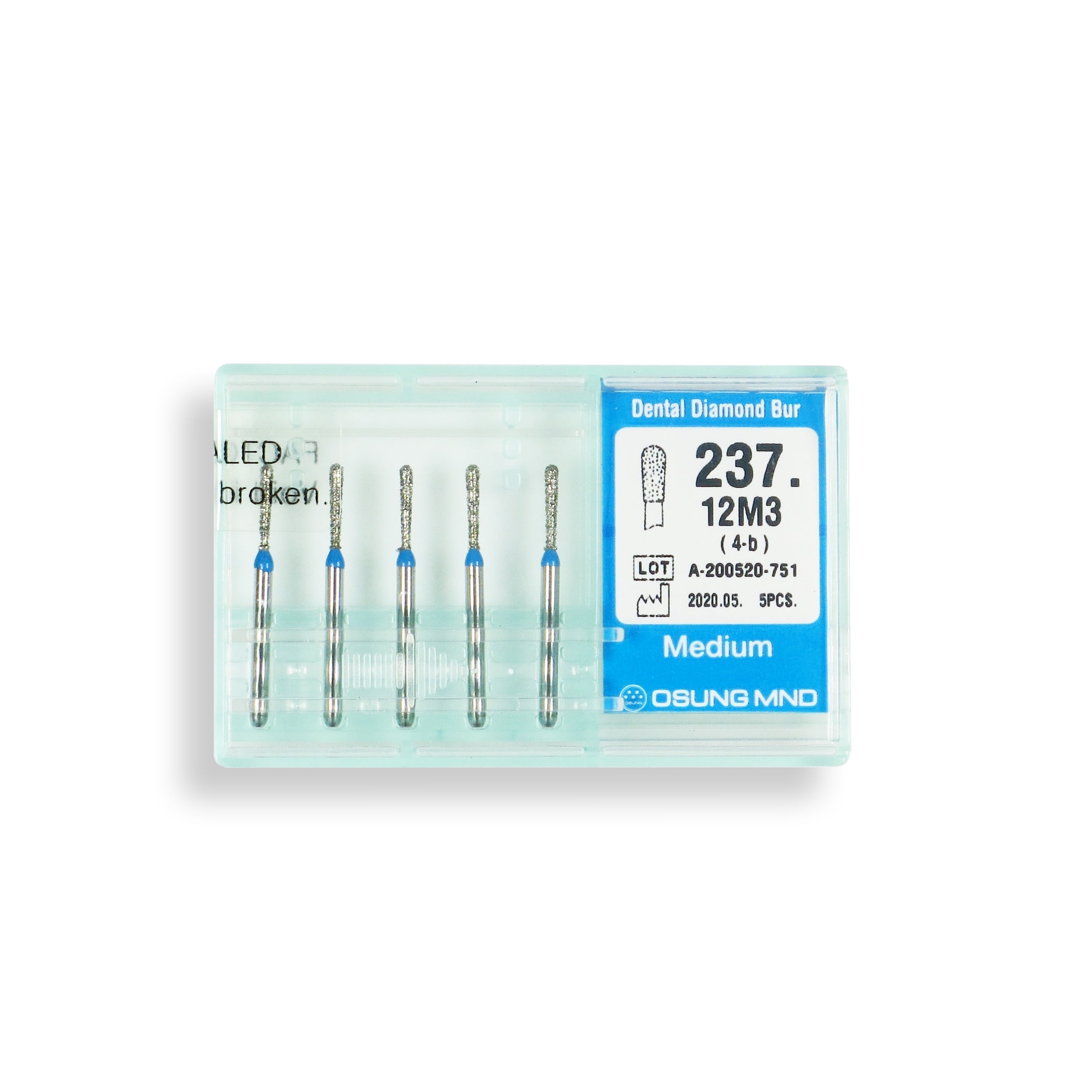 Pear 1.2 mm Dia. Medium Grit Diamond Bur 5 per pack. 237.12M3