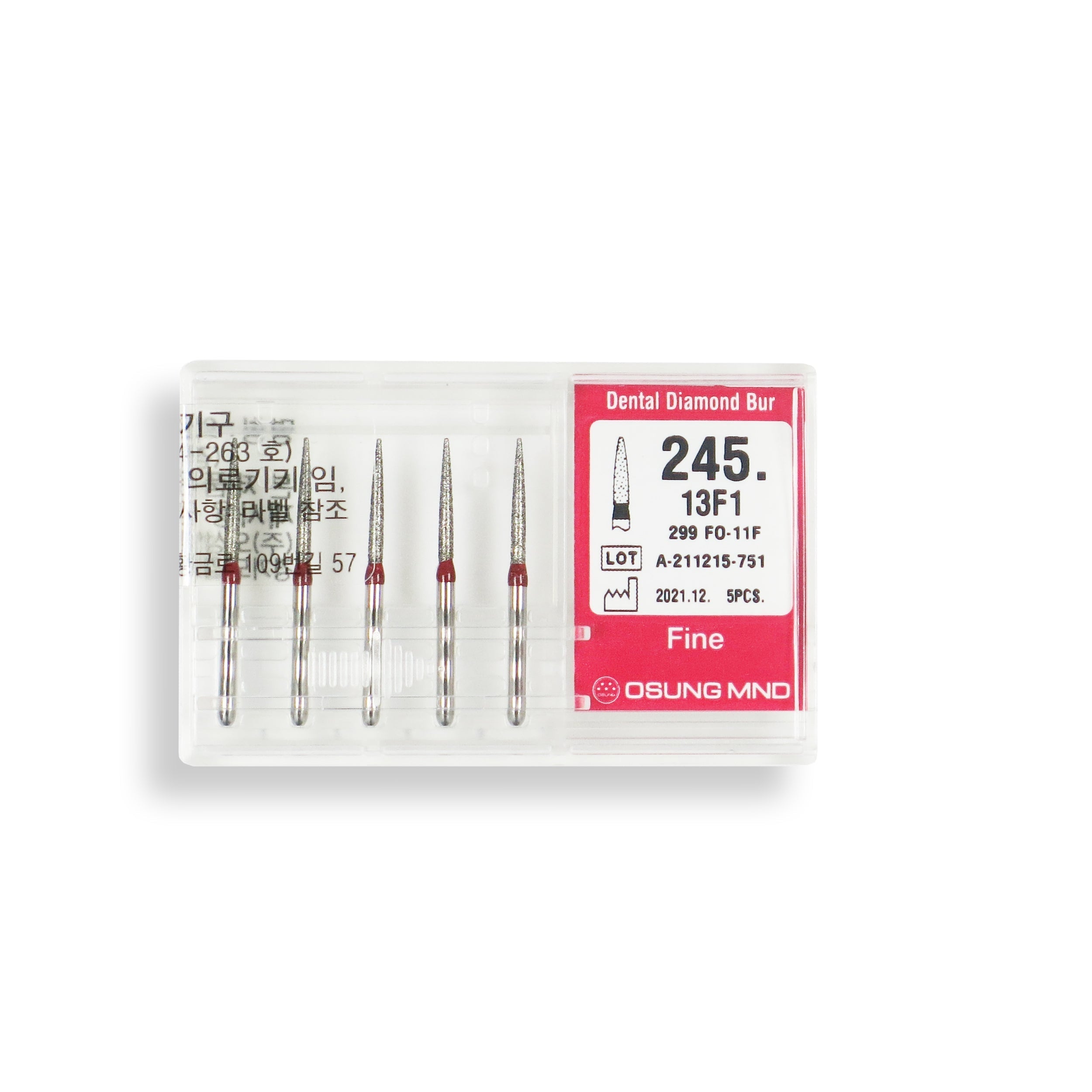 Cylindrical, Ogival End 1.3 mm Dia. Fine Grit Diamond Bur 5 per pack. 245.13F1