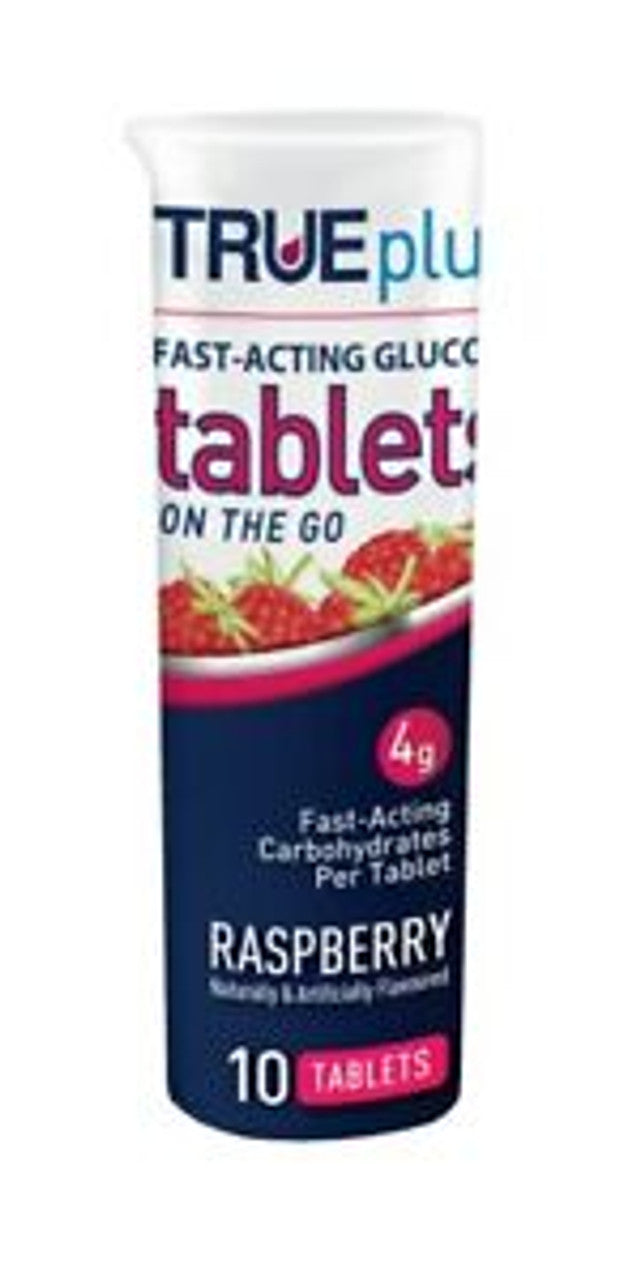 TRUEplus® Glucose Tablets, Raspberry, 10ct