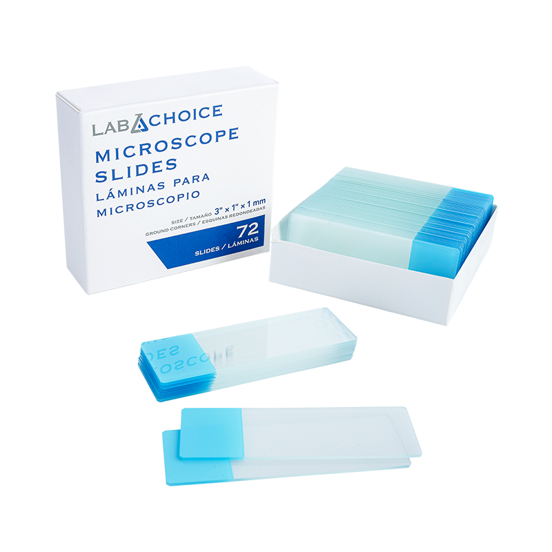 Microscope Slides, Frosted Blue, corner grounded