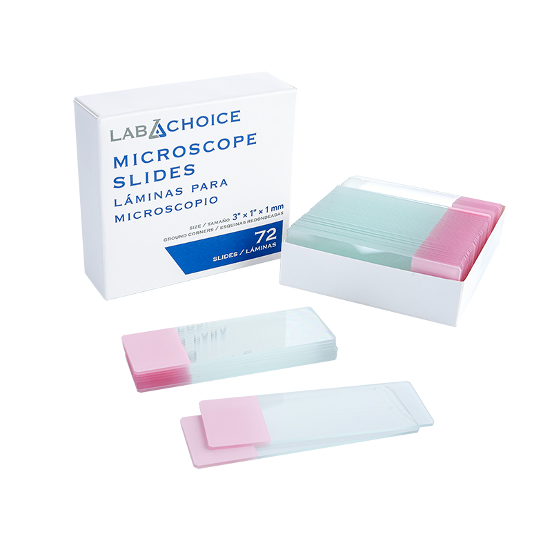 Microscope Slides, Frosted Pink, corner grounded