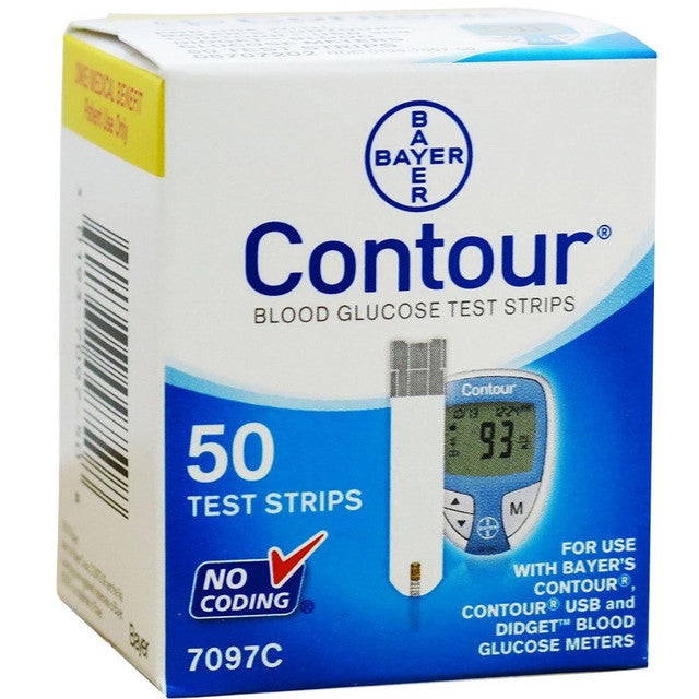 CONTOUR® Blood Glucose Test Strips, Medicare, Yellow, 50ct (A4253)