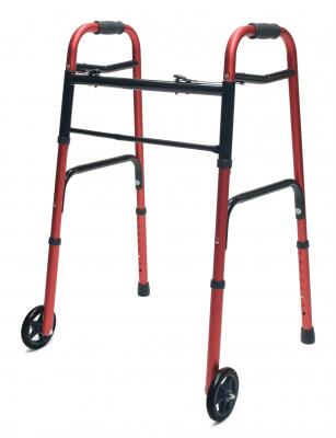 Walker Adult w/5 Wheels Folding Red Case of 2