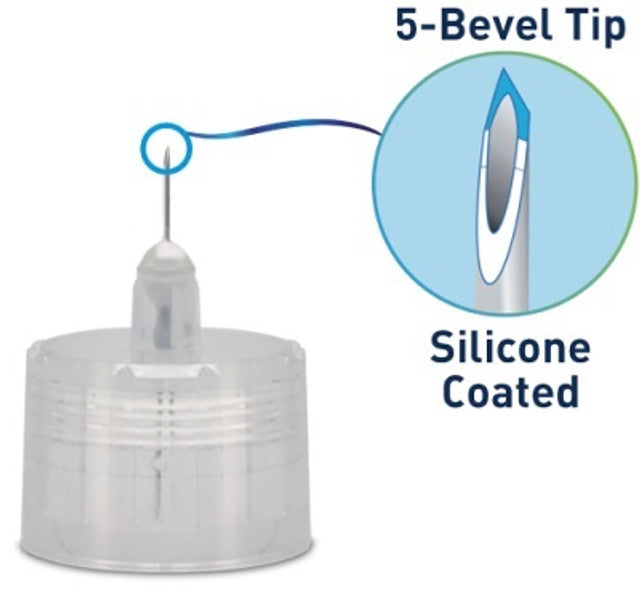 TRUEplus® Sterile, 5 Bevel Pen Needles, 31g, 8mm (5/16 inch) (S8490)