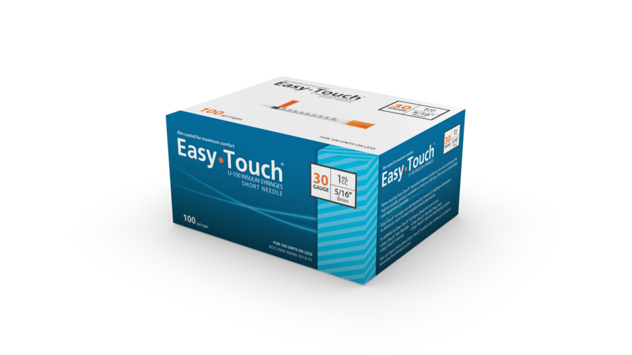 EasyTouch® U-100 Insulin Syringes, 1cc, 30G x 5/16"
