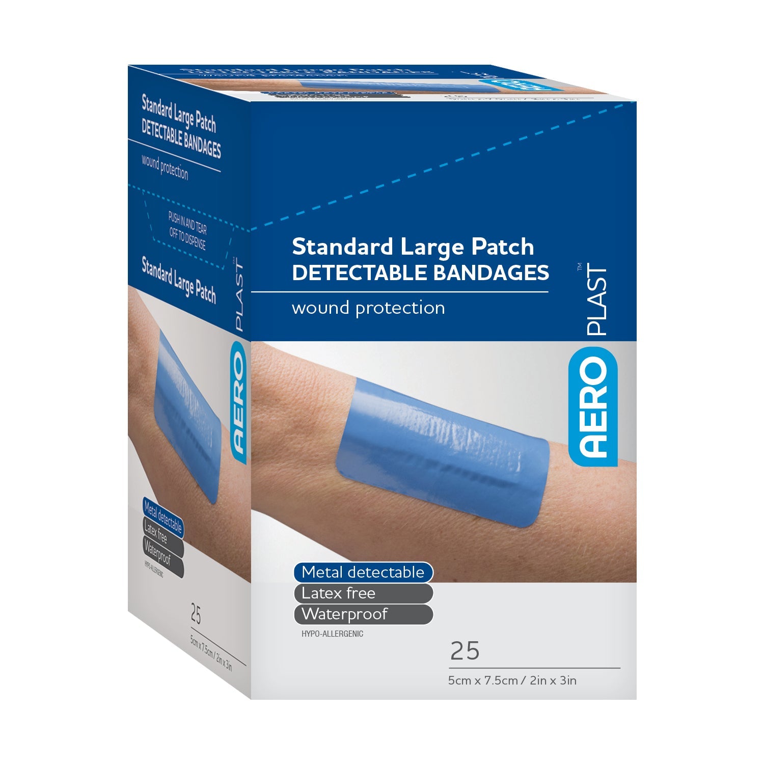 AEROPLAST™ Detectable Large Patch Bandages 25/box