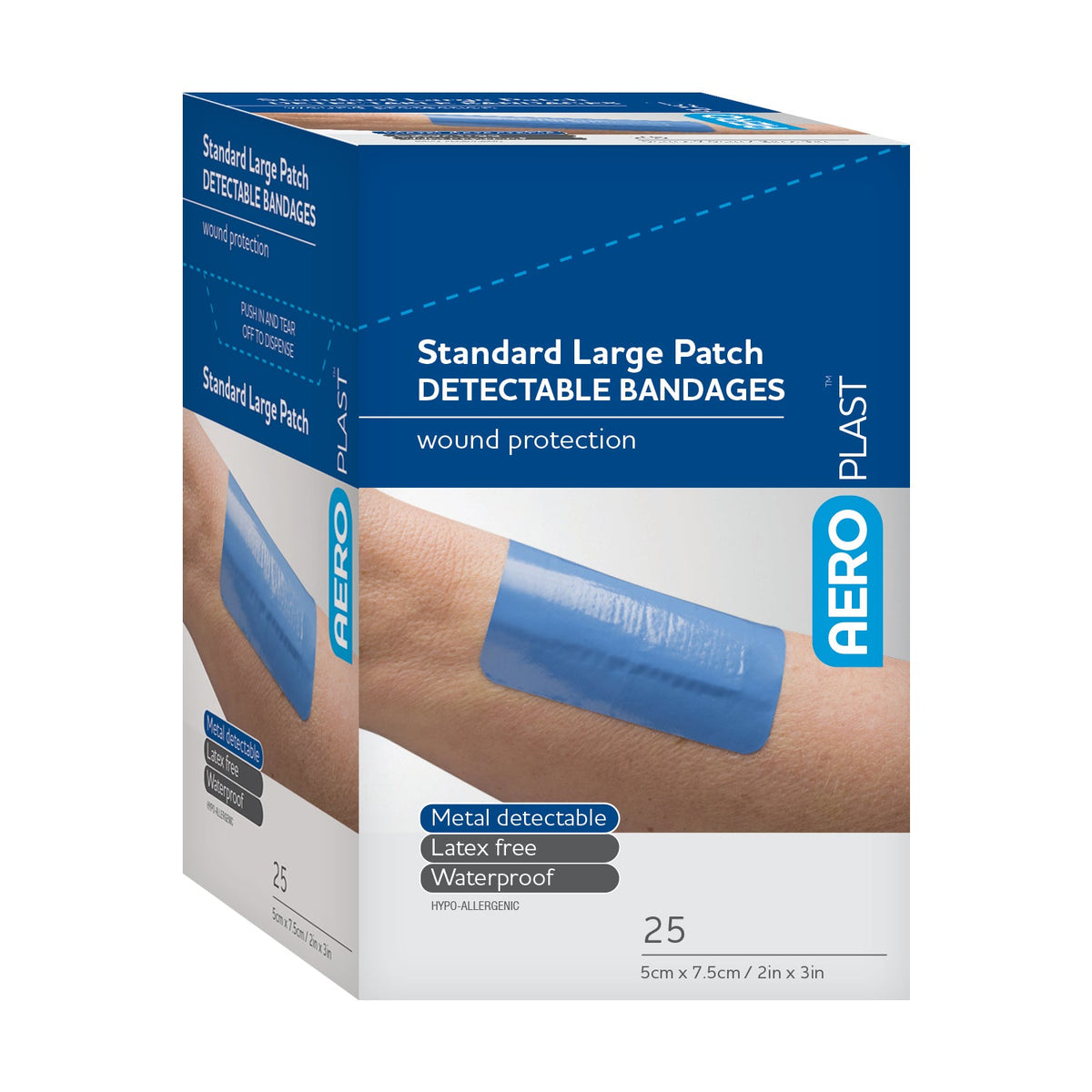 AEROPLAST™ Detectable Large Patch Bandages 25/box