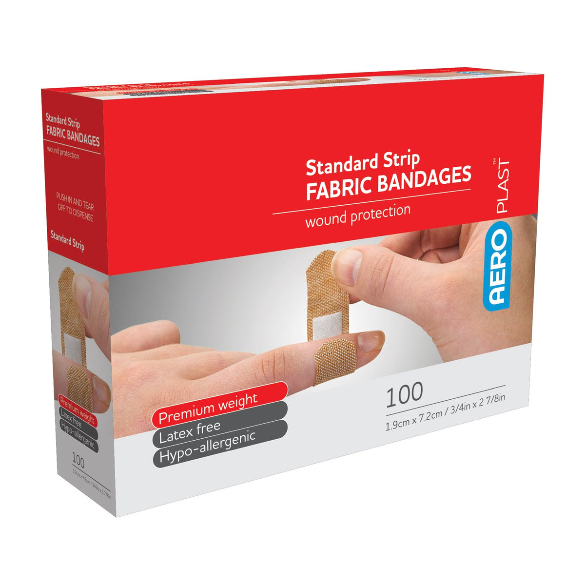 AEROPLAST™ Fabric Strip Bandages 3/4in x 3in 100/box