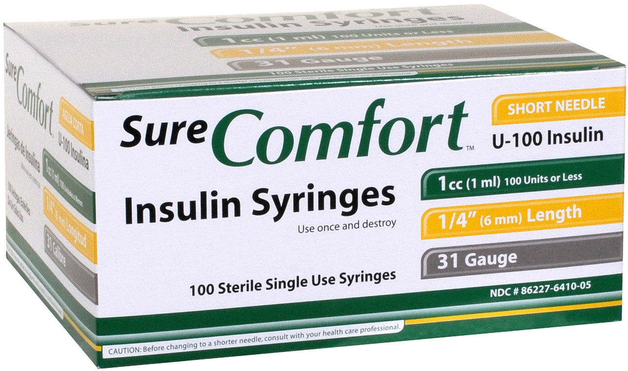 SureComfort™ Insulin Syringes, 1cc, 31G x 1/4", 6mm