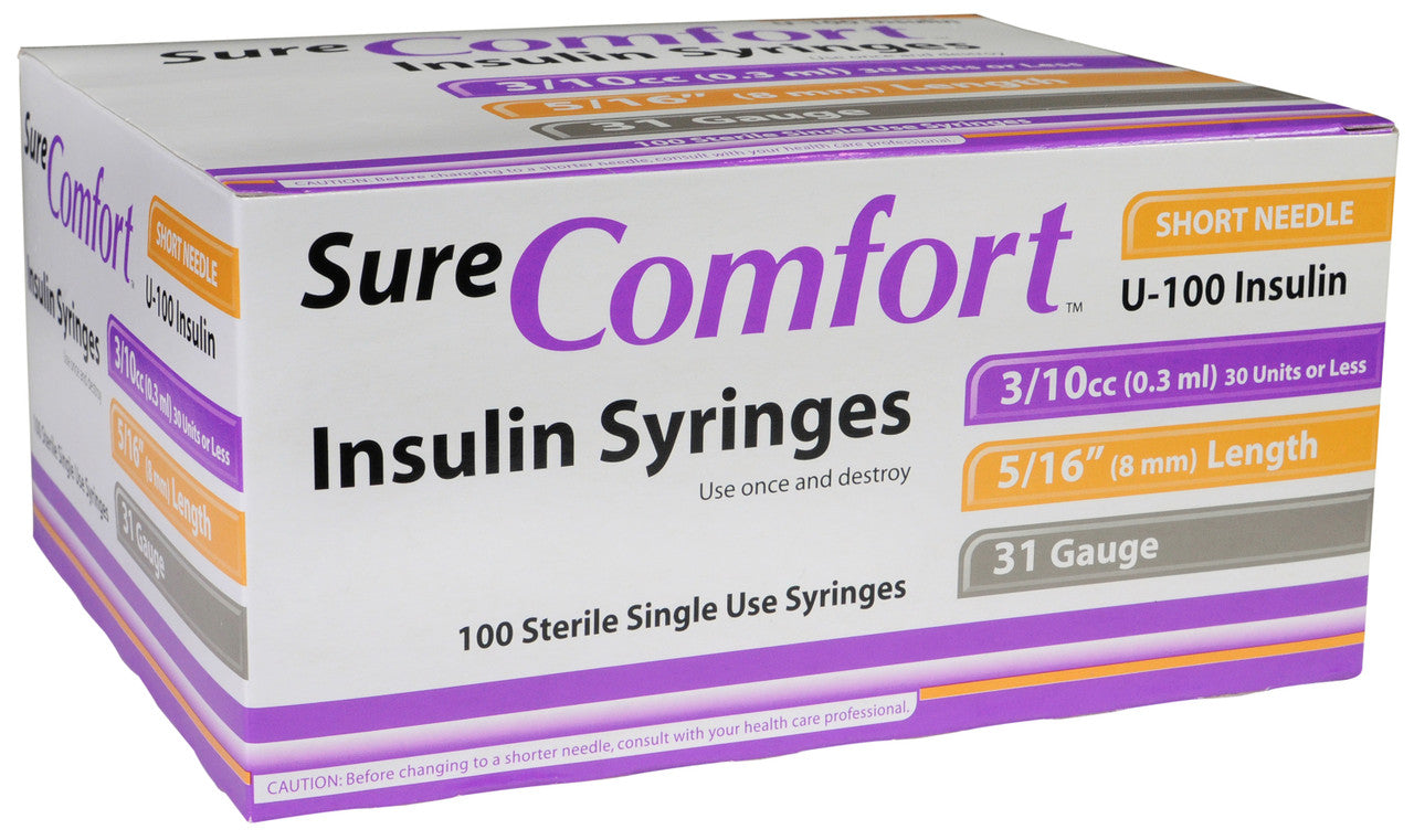 SureComfort™ Insulin Syringes, 3/10cc, 31G x 5/16" (S8490)