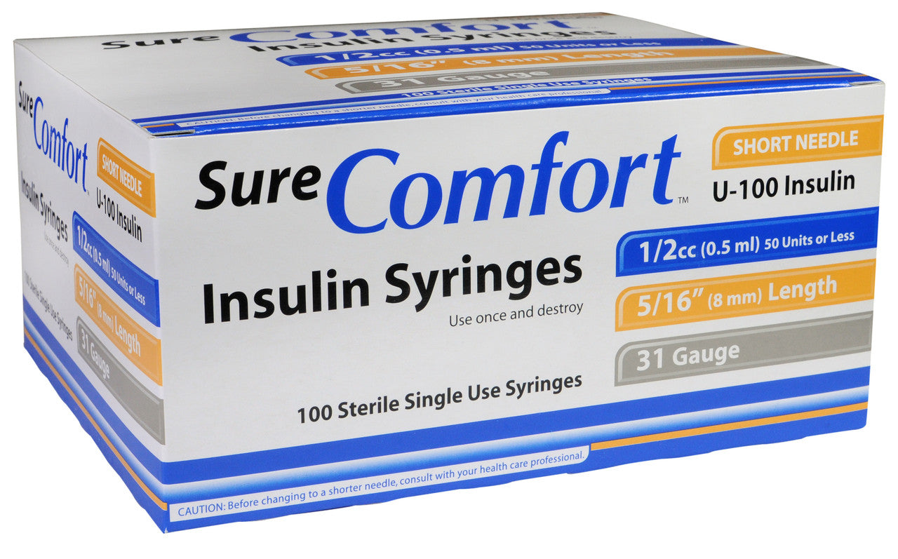 SureComfort™ Insulin Syringes, 1/2cc, 31G x 5/16"
