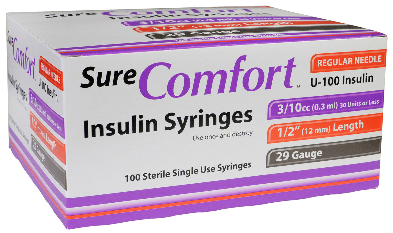 SureComfort™ Insulin Syringes, 3/10cc, 29G x 1/2"