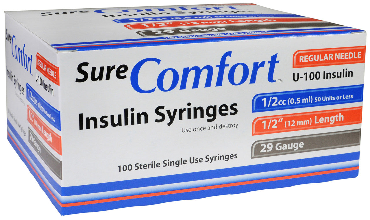 SureComfort™ Insulin Syringes, 1/2cc, 29G x 1/2"