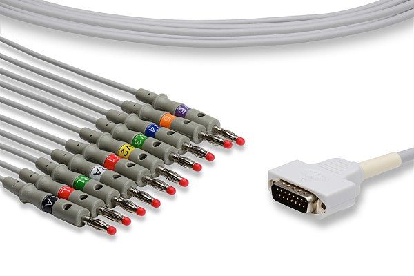 GE Marquette EKG Cable: 10 Leads Banana