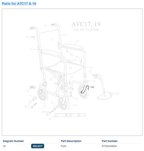 Front Fork for 10950 Transport Chairs