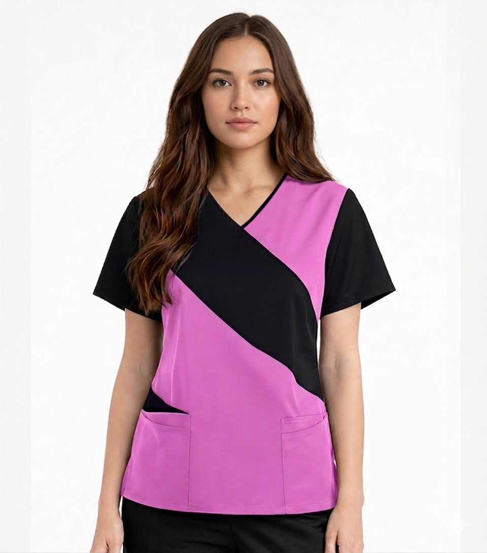 Poplin Cut N Sew style v-neck style 5 pocket top half sleeve