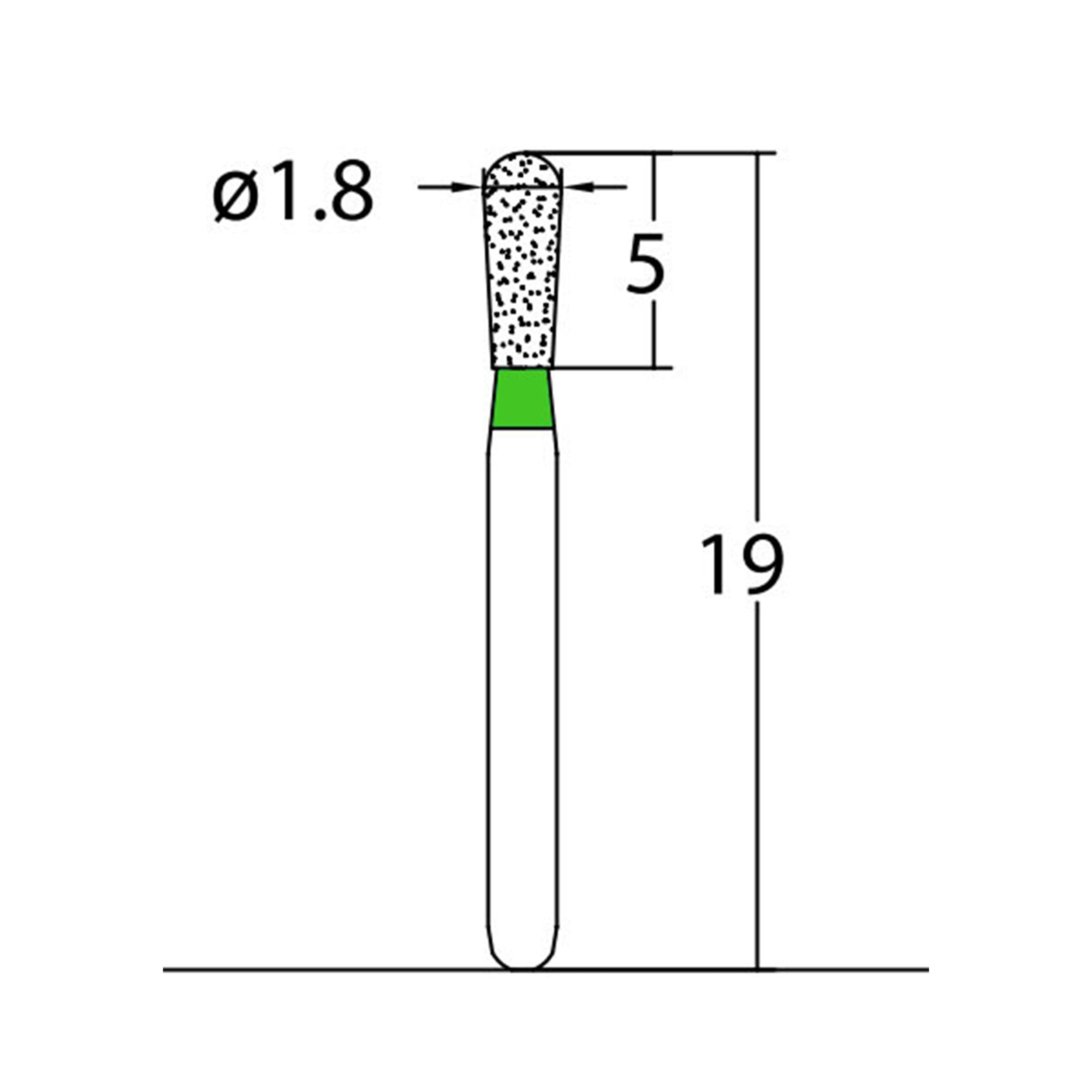 Pear 1.8 mm Dia. Coarse Grit Diamond Bur 5 per pack. 237.18C2