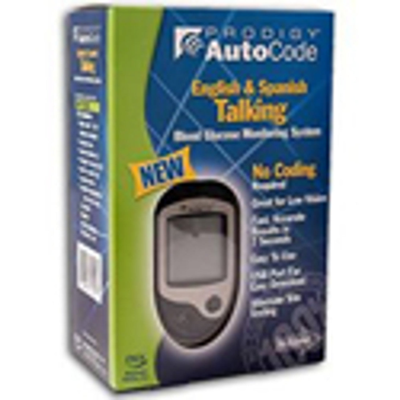Prodigy AutoCode® Blood Glucose Monitoring System, Meter, 2 AAA Batteries, 10 Prodigy® Test Strips, Lancing Device, 10 Sterile Lancets, 1 Control Solution, User & Quick Reference Guide, Carrying Case, Logbook, Warranty Card (E0607)