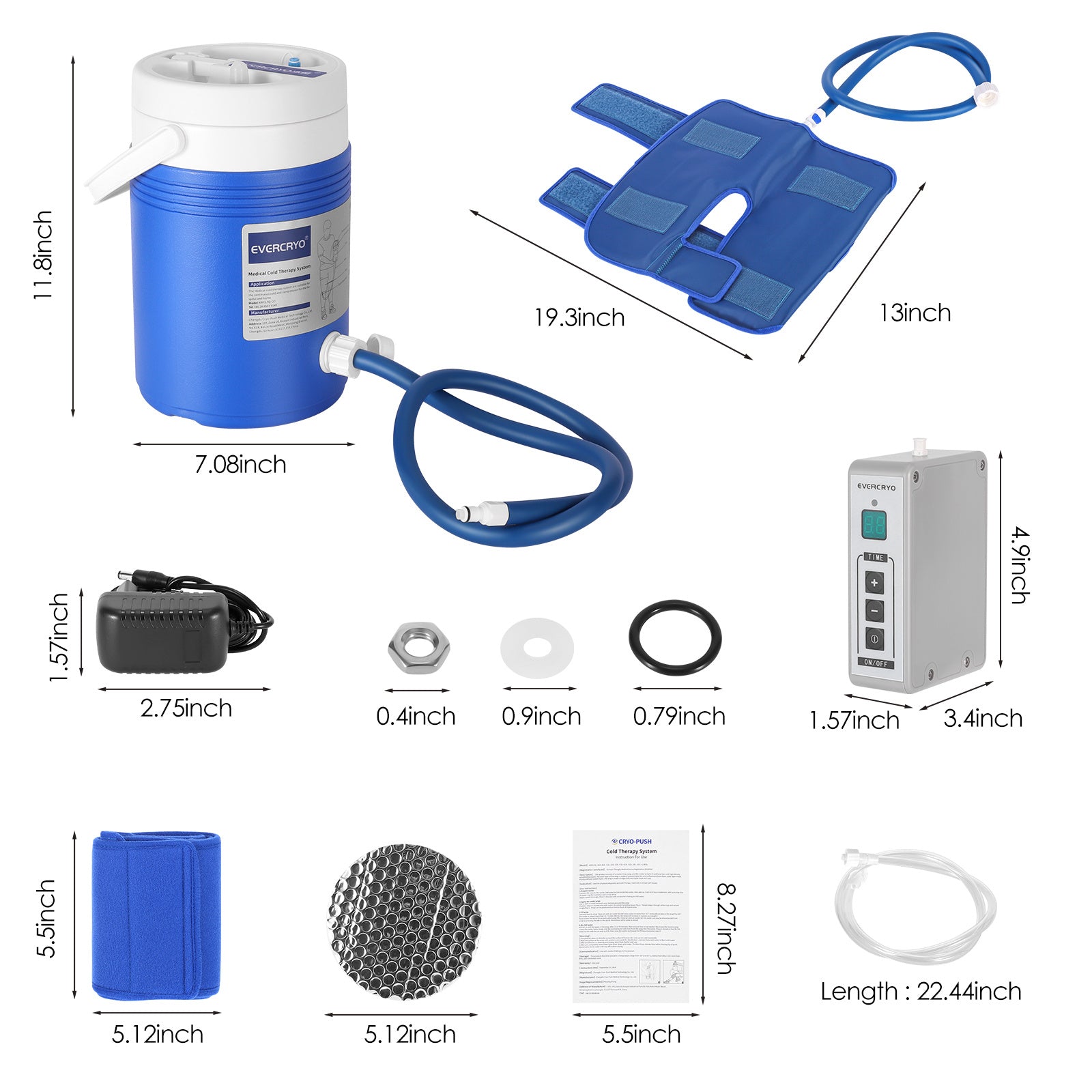 Cold Therapy Machine System With Large Knee Pad Adjustable