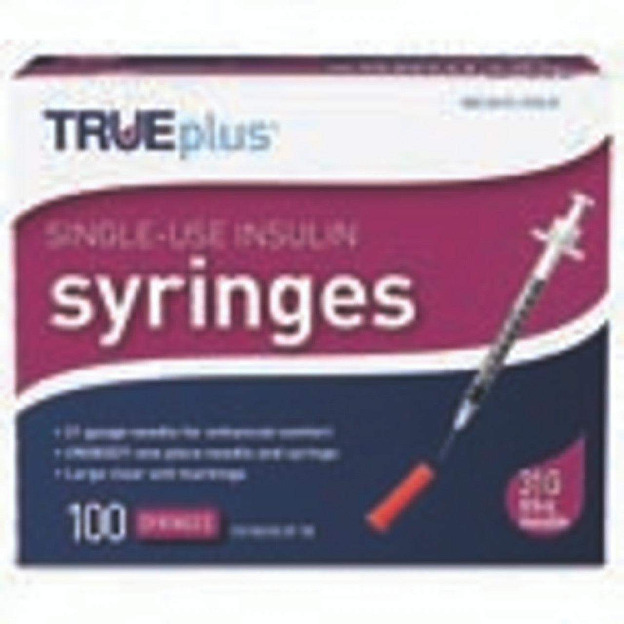TRUEplus® Insulin Syringe, Single-Use, 0.5 cc, 31G x 5/16" (S8490)