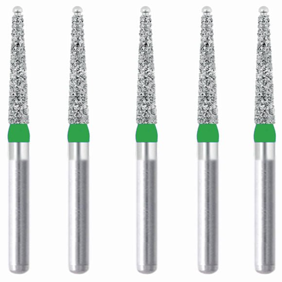 Endo Z Bur, Conical End, Dome End Side Cutting Only 2 mm Dia. Coarse Grit Diamond Bur 5 per pack. 215.20C1