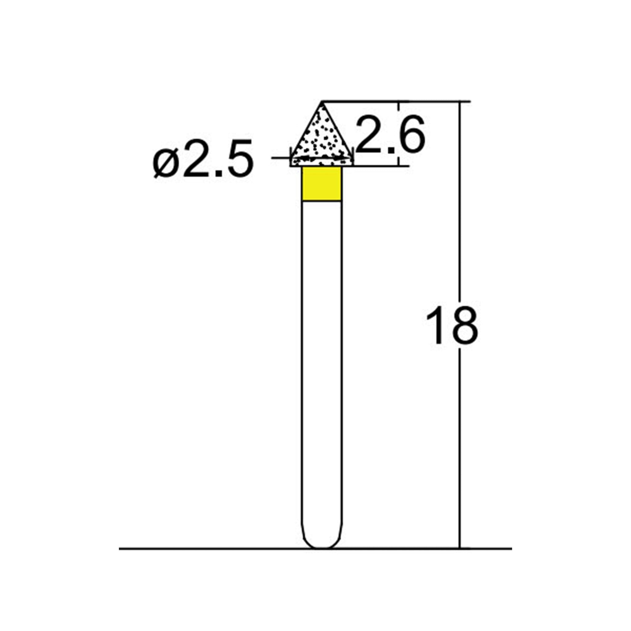 Conical Pointed 2.5 mm Dia. Extra Fine Grit Diamond Bur 5 per pack. 159.25EF1