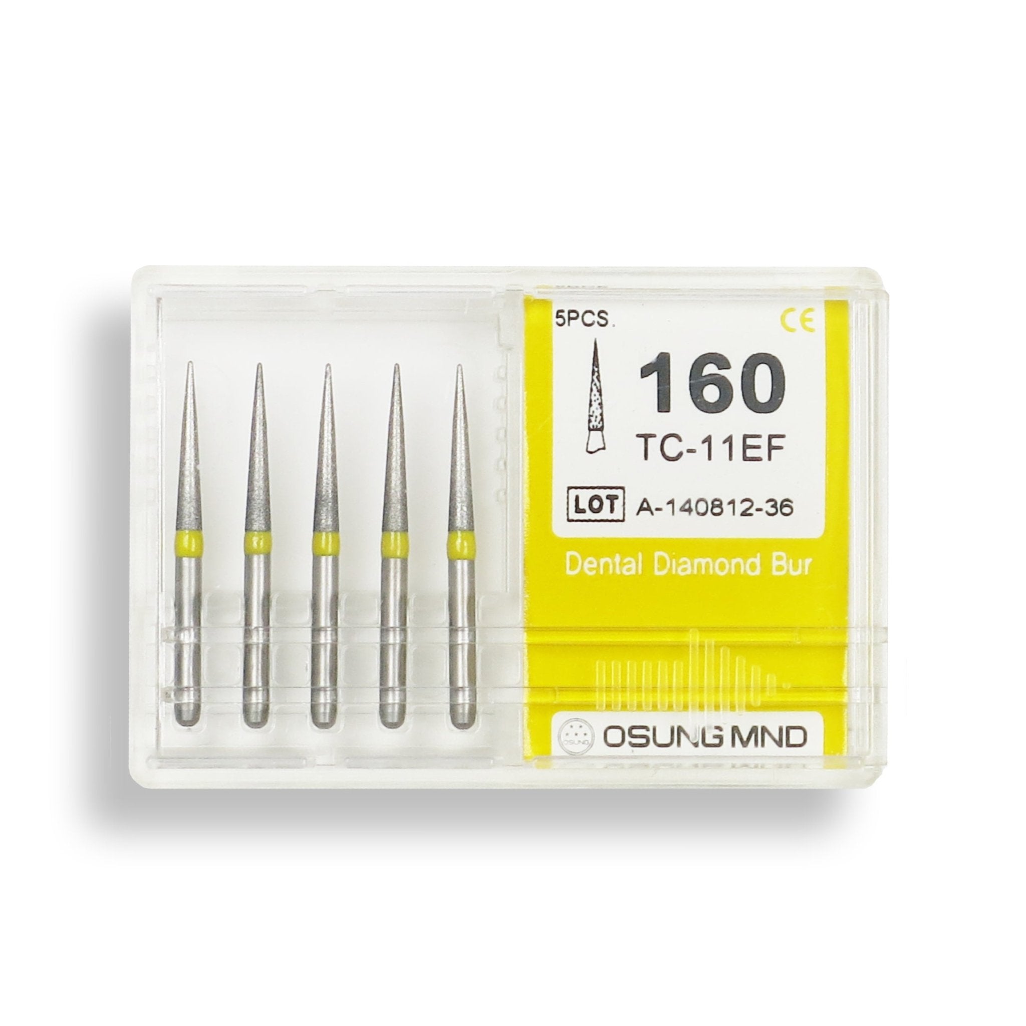 Conical Pointed, Slender 1.6 mm Dia. Extra Fine Grit Diamond Bur 5 per pack. 164.16EF1