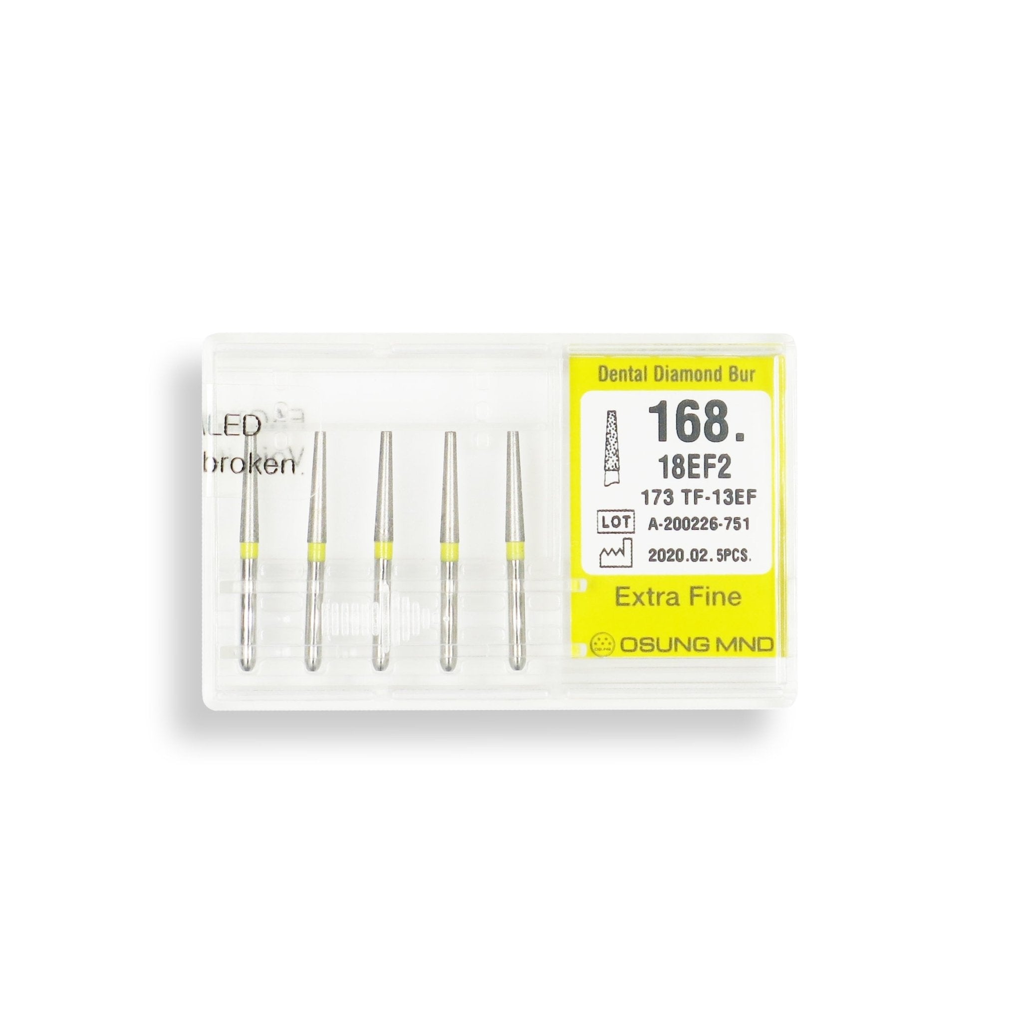 Conical, Truncated 1.8 mm Dia. Extra Fine Grit Diamond Bur 5 per pack. 168.18EF2