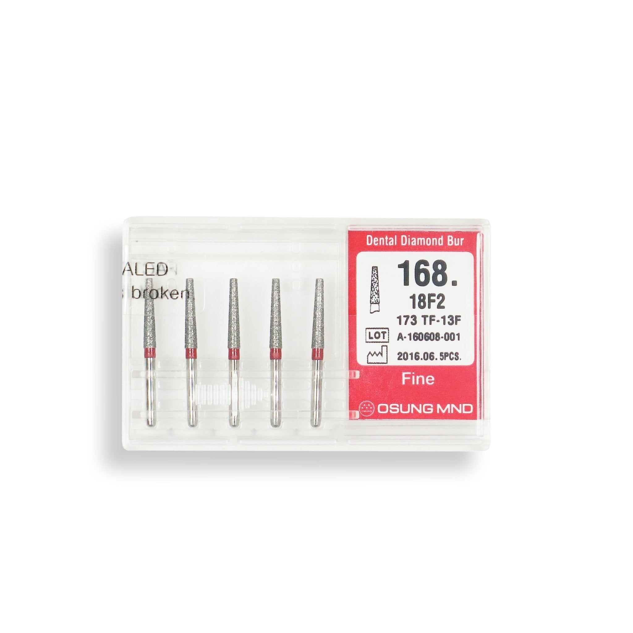Conical, Truncated 1.8 mm Dia. Fine Grit Diamond Bur 5 per pack. 168.18F2
