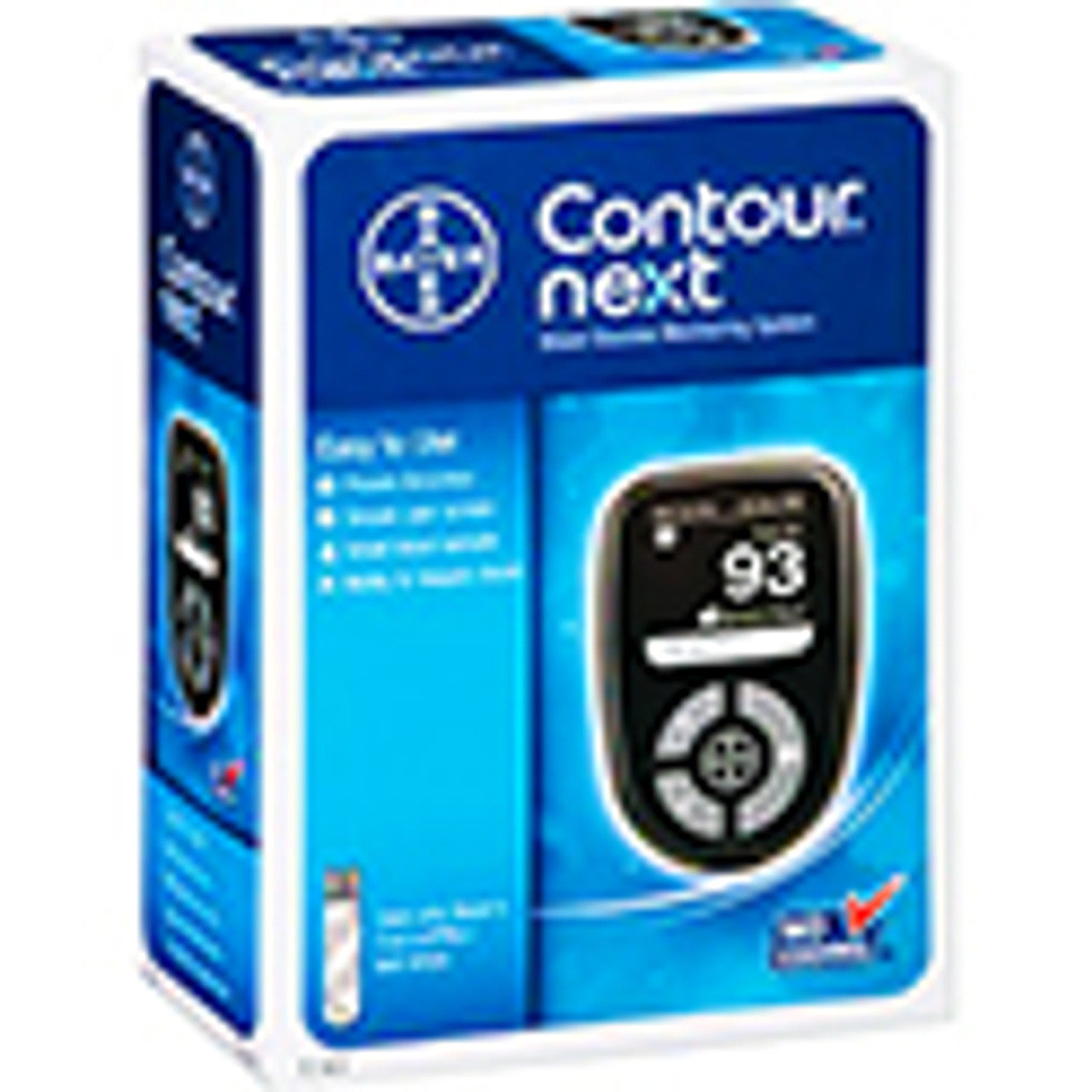 CONTOUR® NEXT Blood Glucose Monitoring System, Retail Kit, CONTOUR® NEXT Blood Glucose Meter, Lancing Device, 10 Colored Lancets, User & Quick Reference Guide, Carrying Case, Logbook, Warranty Card