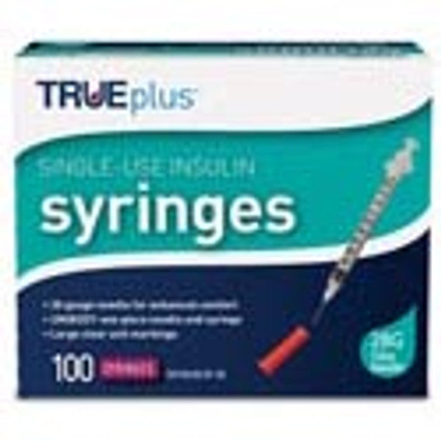 TRUEplus® Insulin Syringe, Single-Use, 1 cc, 30G x 5/16" (S8490)