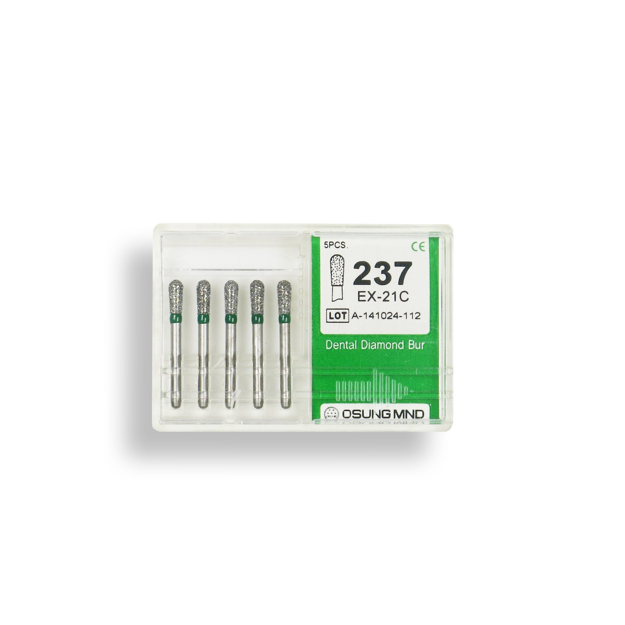 Pear 2.1 mm Dia. Coarse Grit Diamond Bur 5 per pack. 237.21C1